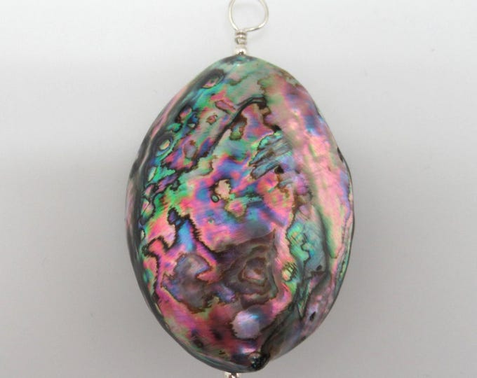 Large Paua Shell and Sterling Pendant