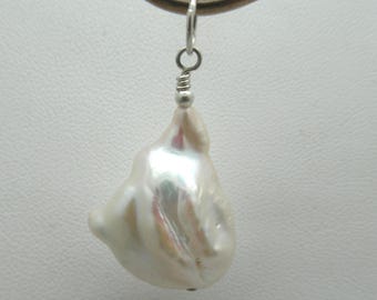 Natural Baroque Pearl and Sterling Pendant