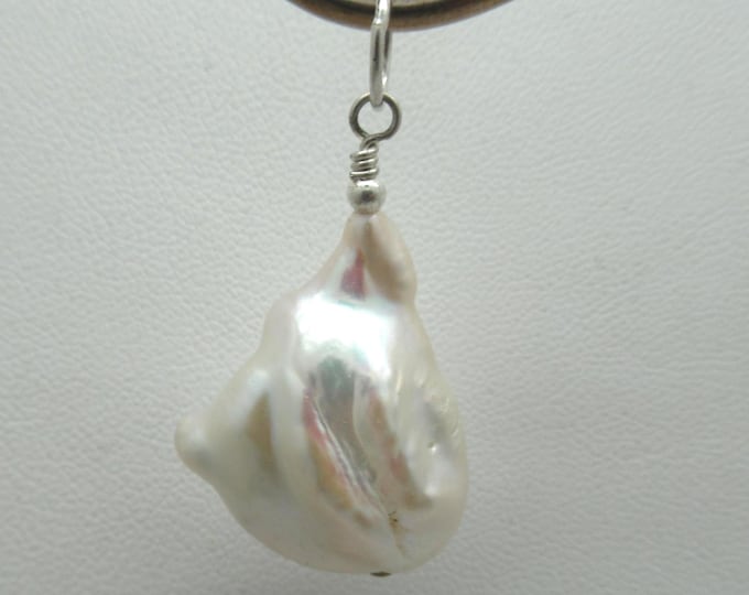 Natural Baroque Pearl and Sterling Pendant