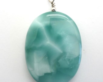 Green Moonstone Pendant with Sterling Findings