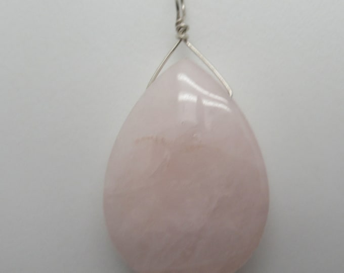 Natural Rose Quartz and Sterling Silver Pendant