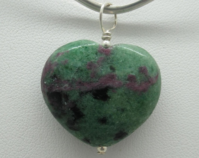 Ruby in Zoisite and Sterling Heart Pendant