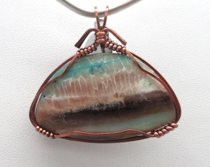 Opalized Wood and Copper Pendant