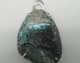 Chrysocolla Malachite and Sterling Pendant