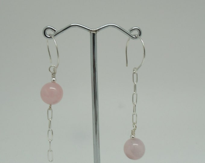 Rose Quartz and Sterling Silver Earrings