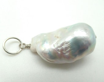 Natural Baroque Pearl and Sterling Pendant