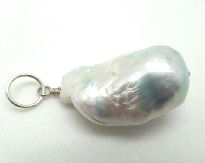 Natural Baroque Pearl and Sterling Pendant