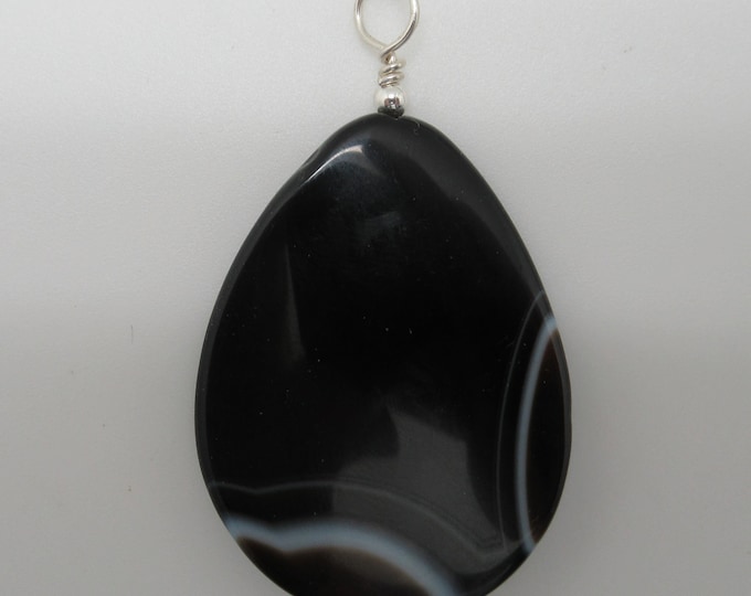 Sardonyx and Sterling Pendent  (striped onxy)