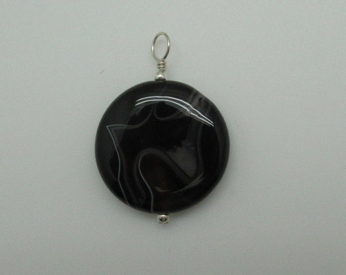 Sardonyx and Sterling Pendent  (striped onxy)