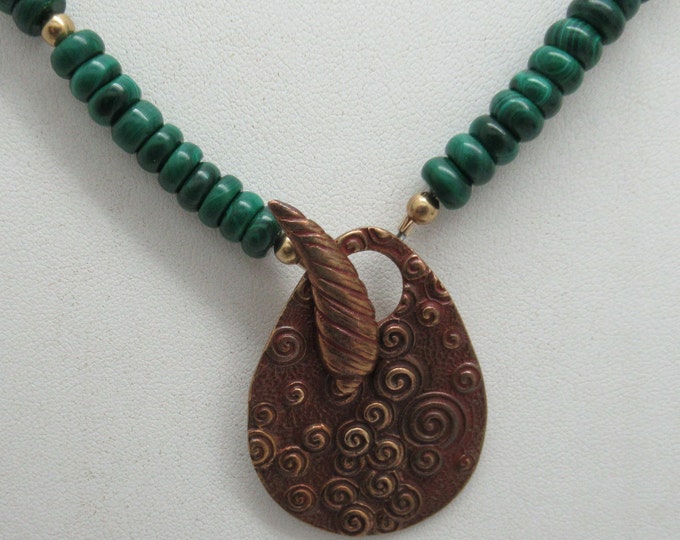 Malachite and Bronze Toggle Necklace