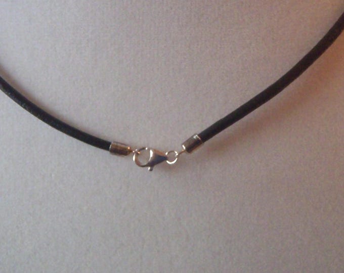 Request a Size  Black Leather Necklace with Sterling Findings  Made to Order