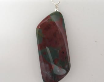 Bloodstone and Sterling Pendant  (Heliotrope)