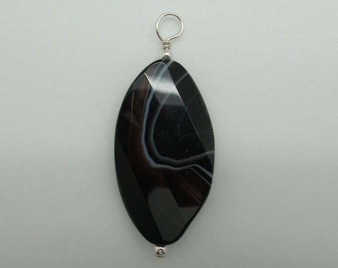 Sardonyx and Sterling Pendent  (striped onxy)