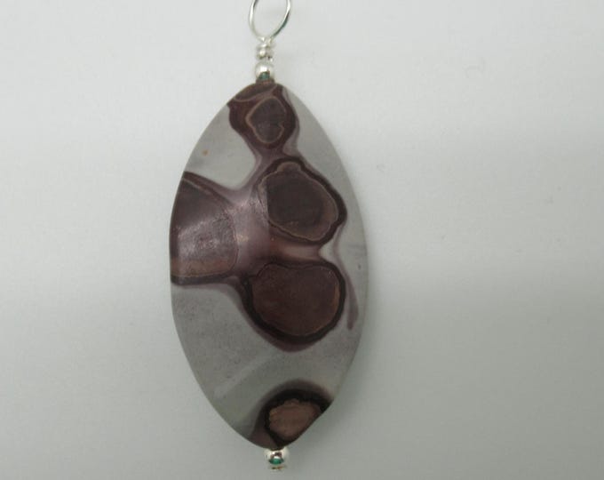 Coffee Bean/  Chohau Jasper and Sterling Silver Pendant