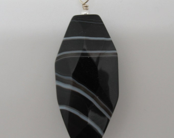 Sardonyx and Sterling Pendent  (striped onxy)