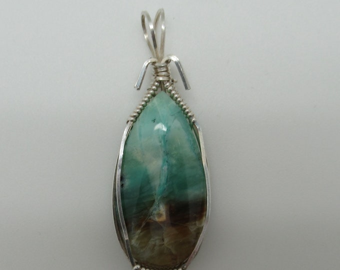 Opalized Wood and Sterling Silver Pendant