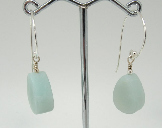 Black Gold Matte Amazonite Stone and Sterling Earrings