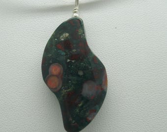 Bloodstone and Sterling Pendant  (Heliotrope)