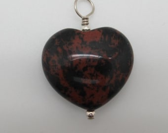 Mahogany Obsidian and Sterling Heart Pendant