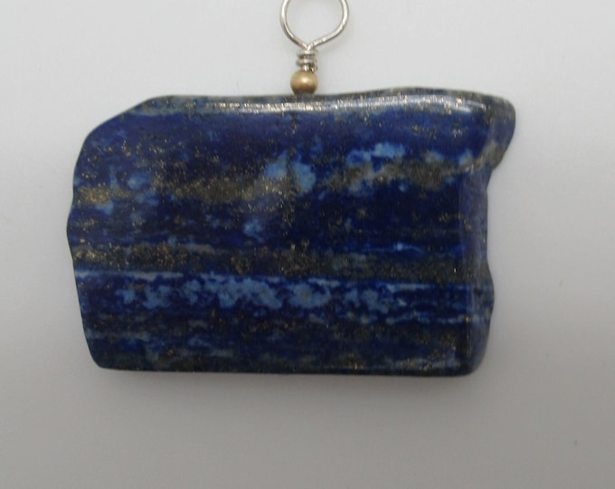 Lapis lazuli slab and sterling silver pendant