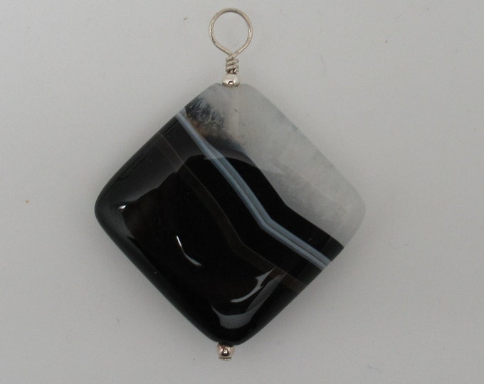 Sardonyx and Sterling Pendent  (striped onxy)