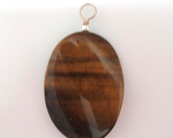 Natural Tiger Eye and Sterling Pendant