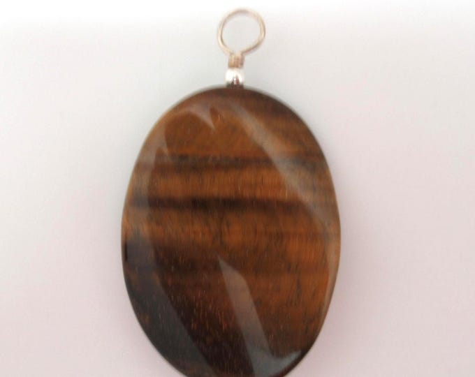 Natural Tiger Eye and Sterling Pendant