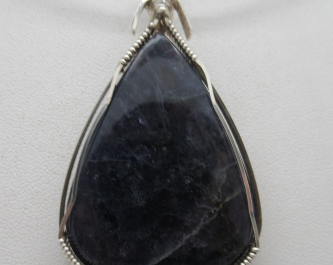 Iolite and Sterling Wire Wrapped Pendant