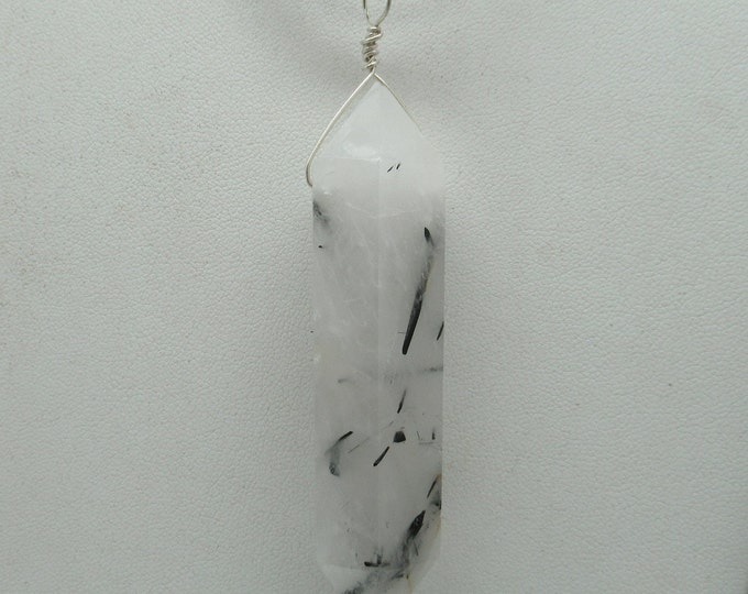 Tourmalated quartz and sterling pendant