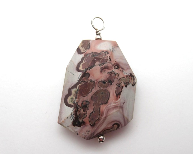 Coffee Bean/  Chohau Jasper and Sterling Silver Pendant