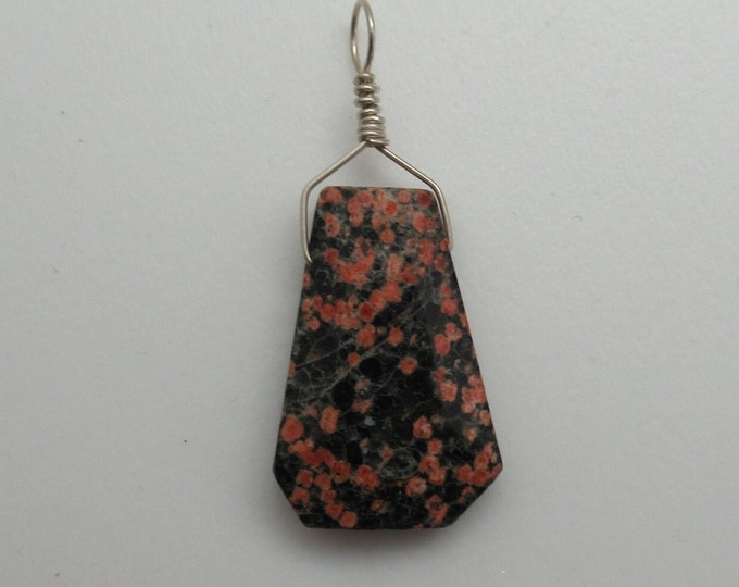 Mexican Red Snowflake Jasper and Sterling Pendant