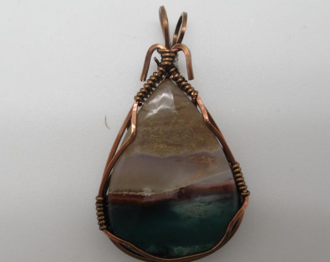 Opalized Wood and Copper Pendant