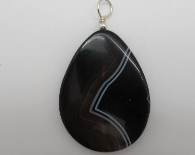 Sardonyx and Sterling Pendent  (striped onxy)