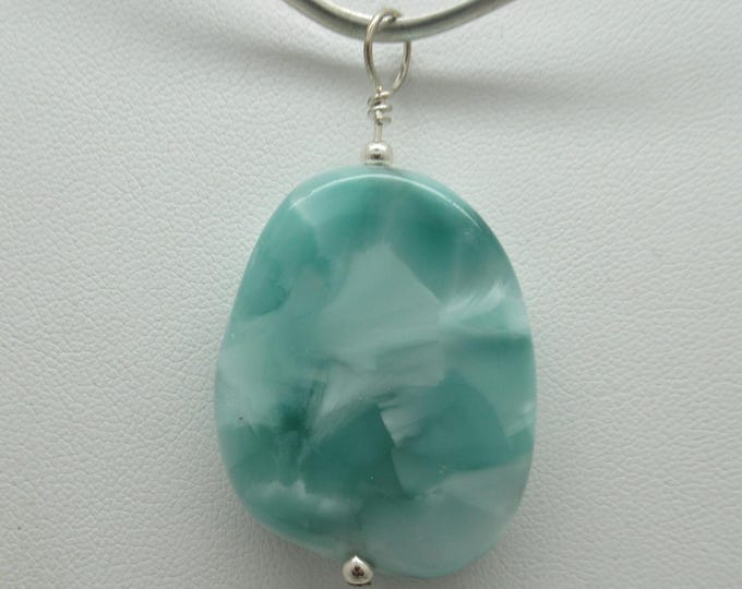 Green Moonstone Pendant with Sterling Findings