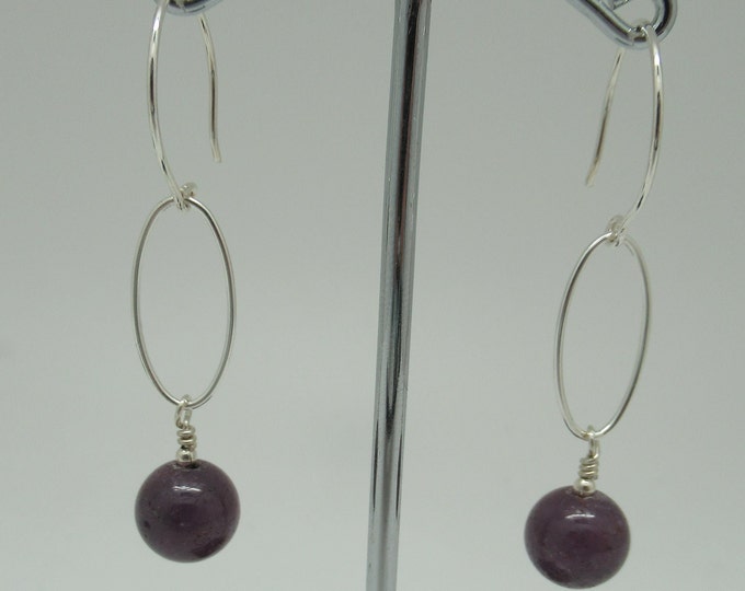 Natural Ruby and Sterling Silver Earrings