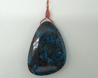 Azurite Chrysocolla and Copper Pendant