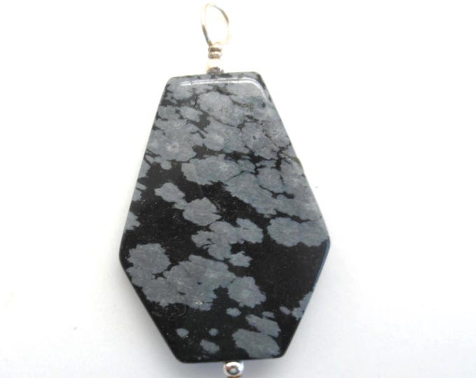 Snowflake obsidian and sterling pendant