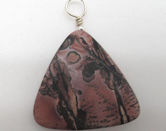 Coffee Bean/  Chohau Jasper and Sterling Silver Pendant