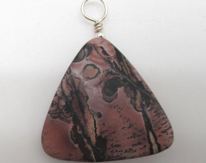 Coffee Bean/  Chohau Jasper and Sterling Silver Pendant