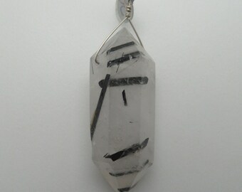 Large Tourmalated Quartz and Sterling Point Pendant