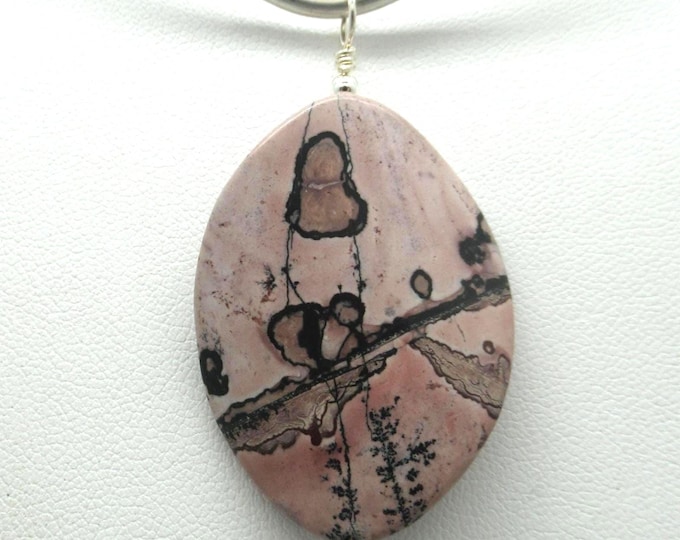 Coffee Bean/  Chohau Jasper and Sterling Silver Pendant