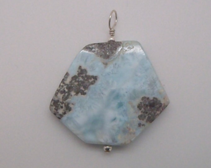 Large Larimar and Sterling Pendant