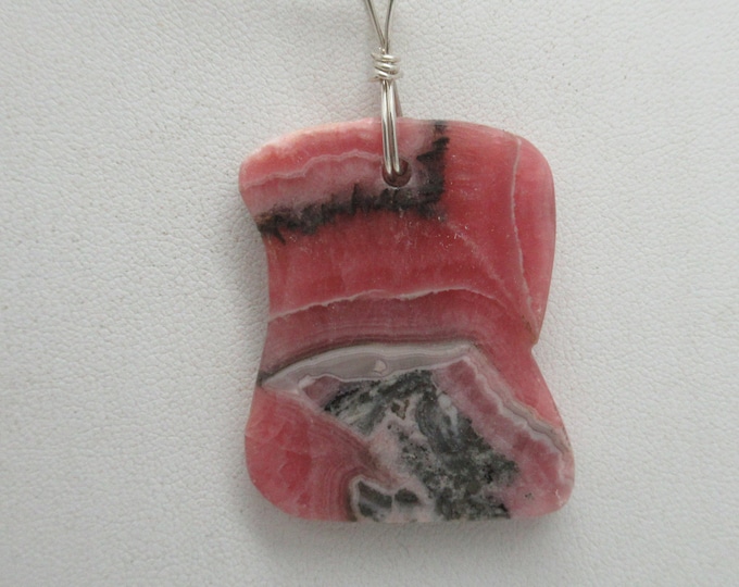 Rhodochrosite and Sterling Pendant
