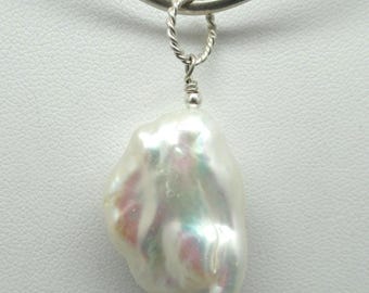Natural Baroque Pearl and Sterling Pendant