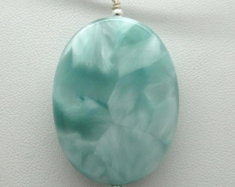 Green Moonstone Pendant with Sterling Findings