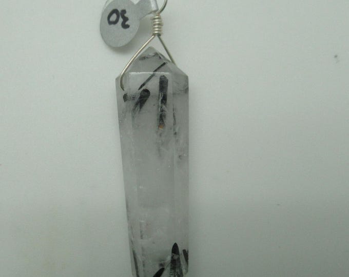 Large Tourmalated Quartz and Sterling Point Pendant