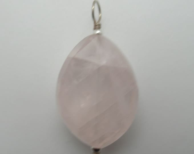 Natural Rose Quartz and Sterling Silver Pendant