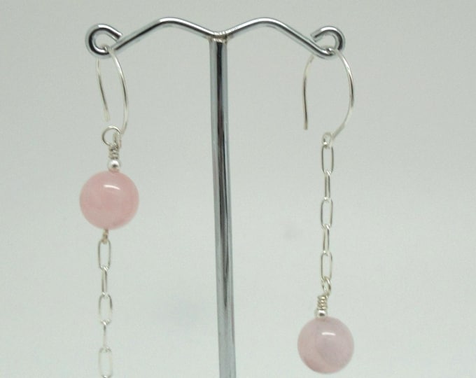 Rose Quartz and Sterling Silver Earrings