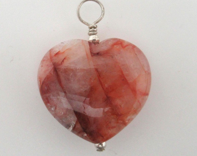 Red Phantom Quartz and Sterling Pendant