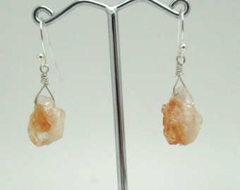 Rough Citrine and Sterling Silver Earrings